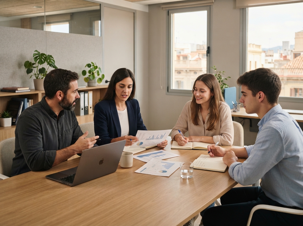 Stvomiralke equipo trabajando en el desarrollo de modelos de análisis financiero